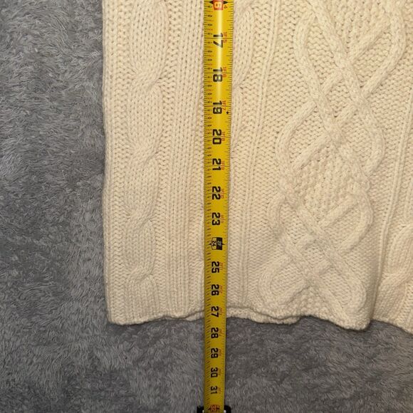 Eddie Bauer Women's Ivory Cable Knit Turtleneck Wool Sweater Sz Med Fisherman - Picture 8 of 9